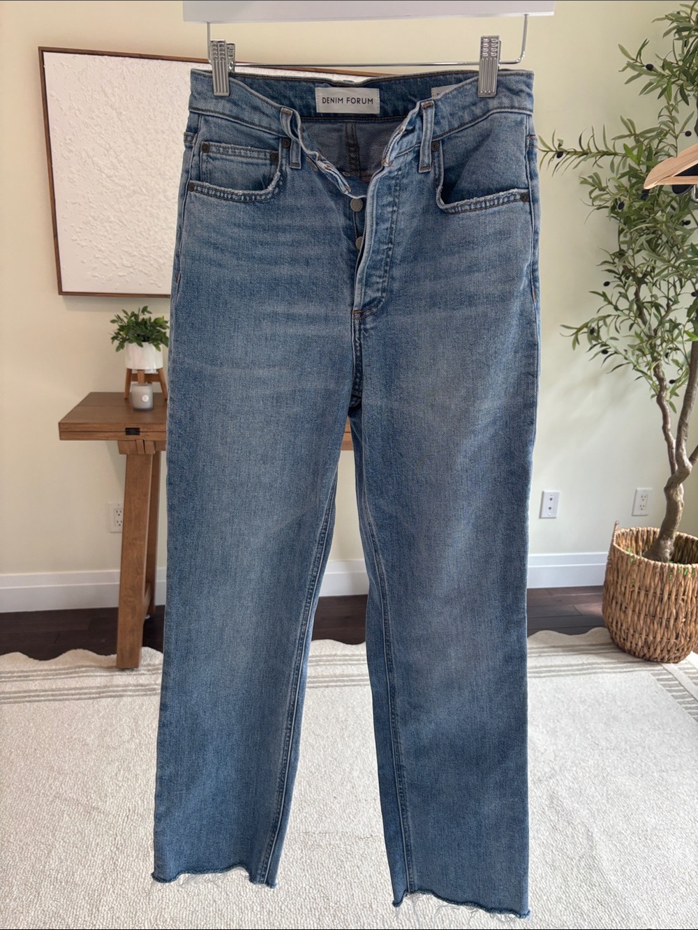 Denim Forum Light Blue Women's Straight Jeans